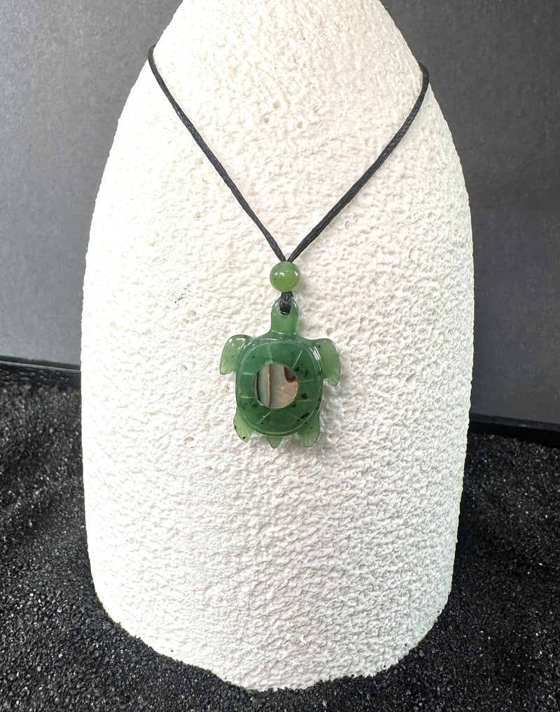 Jade Turtle and Abalone Pendant