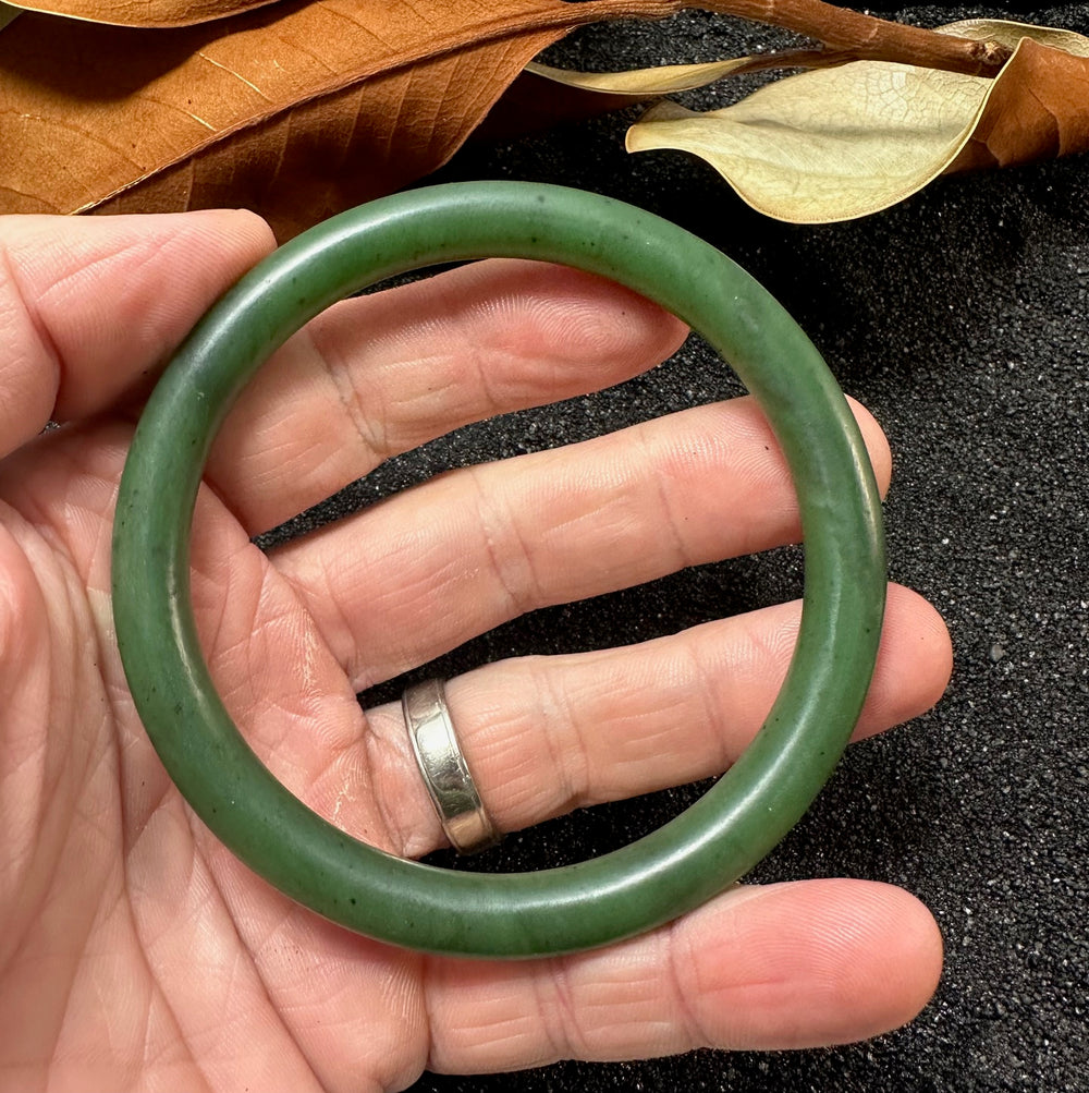 61mm Nephrite Jade Green Bangle Natural Grade A 2024 H20239