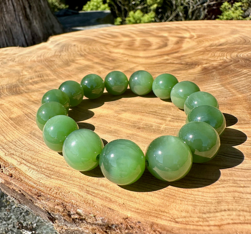 14mm AA Siberian Jade Bead Bracelet - Only 1