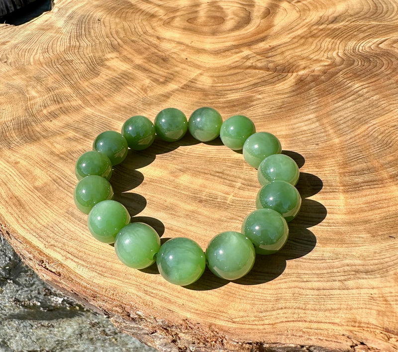 14mm AA Siberian Jade Bead Bracelet - Only 1