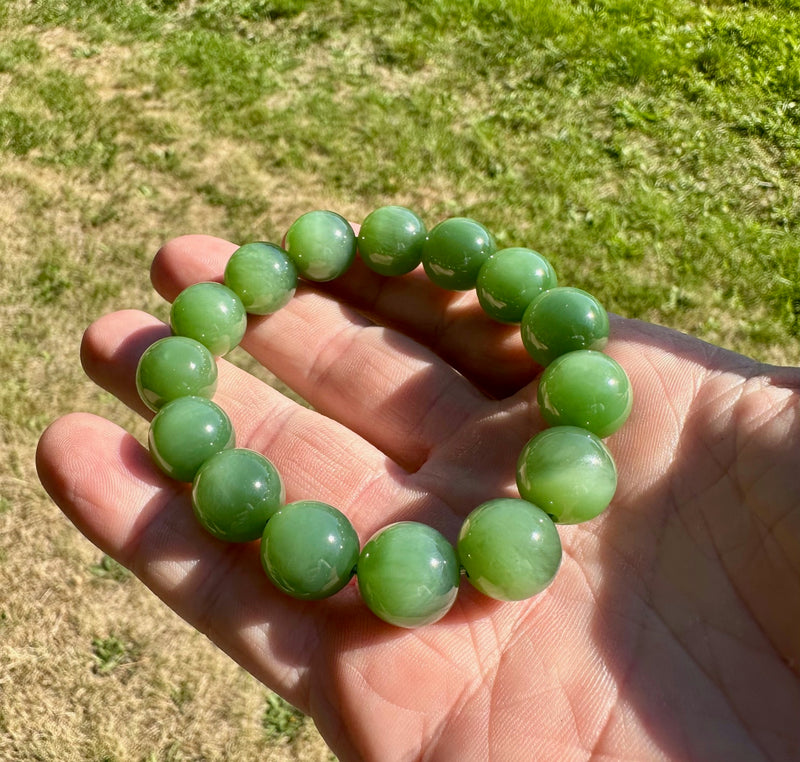 14mm AA Siberian Jade Bead Bracelet - Only 1