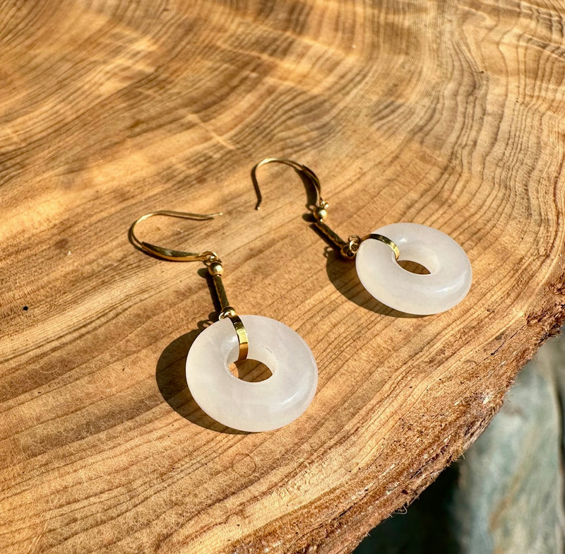 18K White Jade Earrings