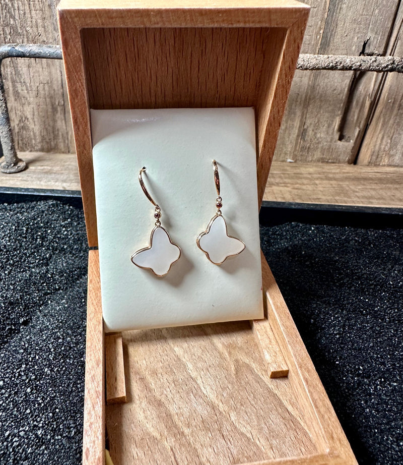 18K White Jade Butterfly Earrings