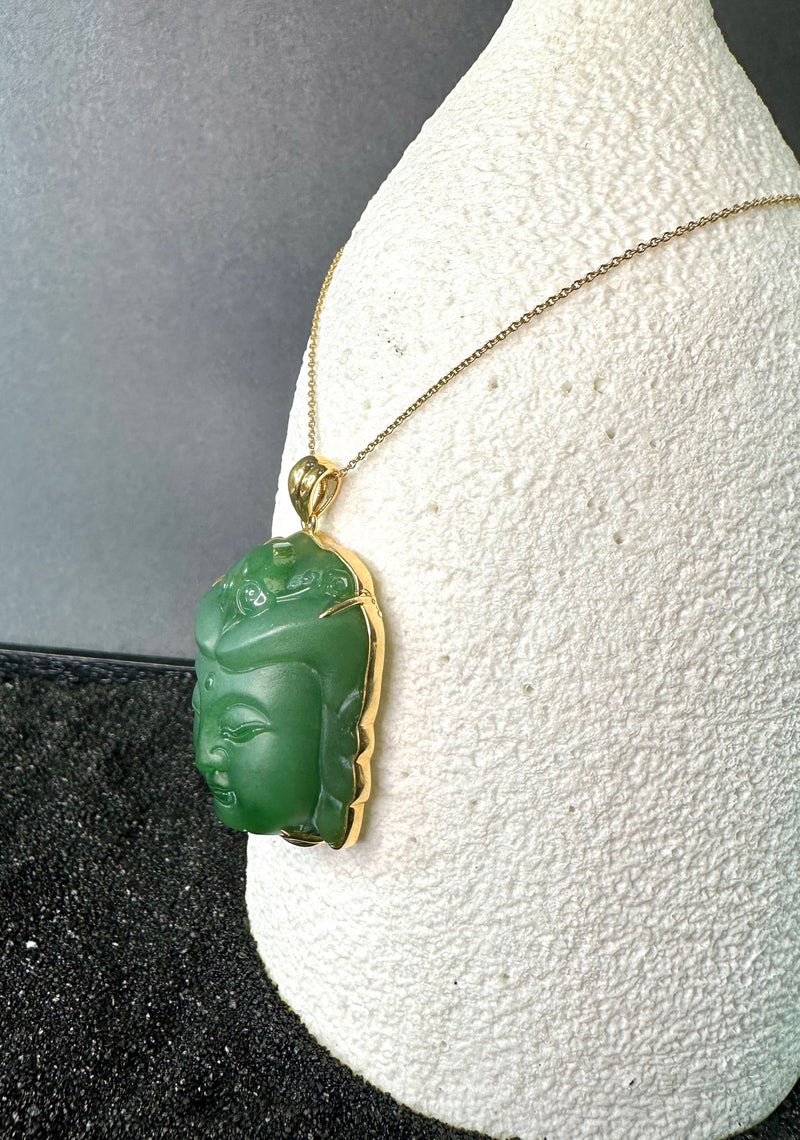 AA 18K Siberian Jade Guanyin Head Pendant