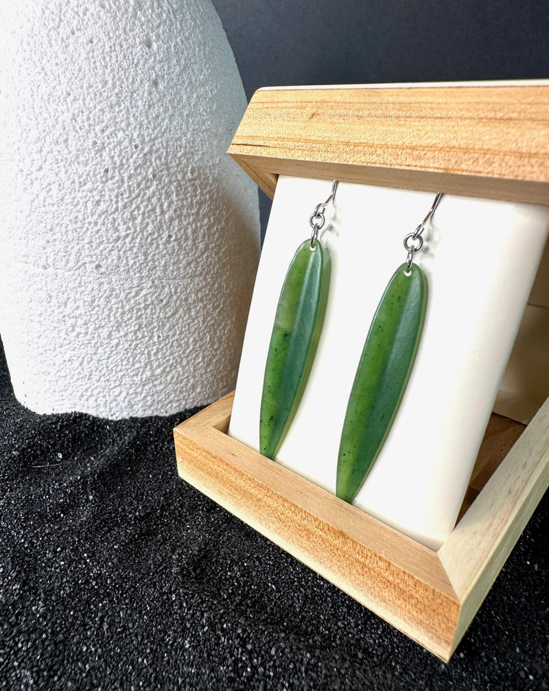 Jade Earrings - Long Leaf Earrings