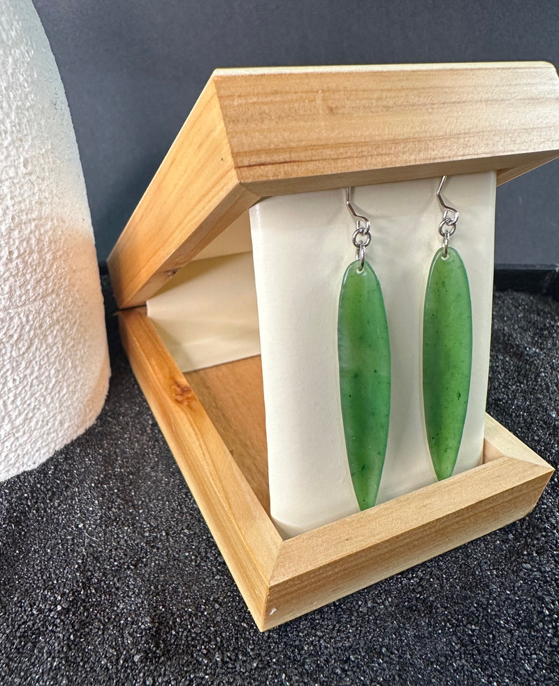 Jade Earrings - Long Leaf Earrings