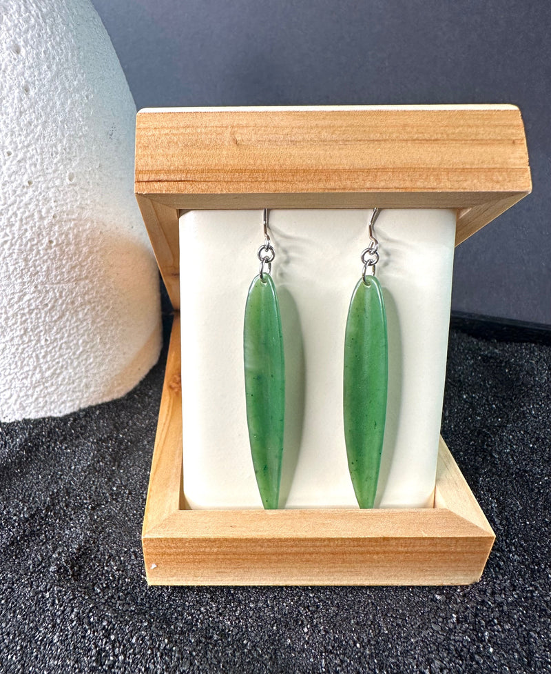 Jade Earrings - Long Leaf Earrings