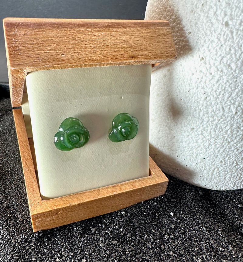 Jade Rose Stud Earrings, 3597