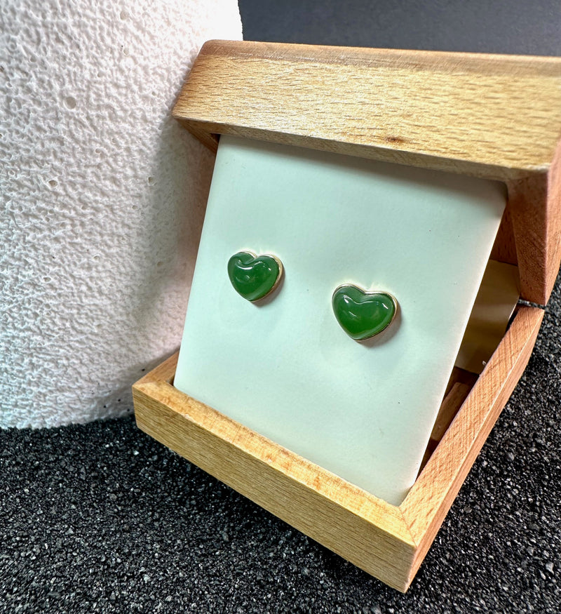 AA 18K Siberian Heart Stud Earrings - 10mm x 8mm