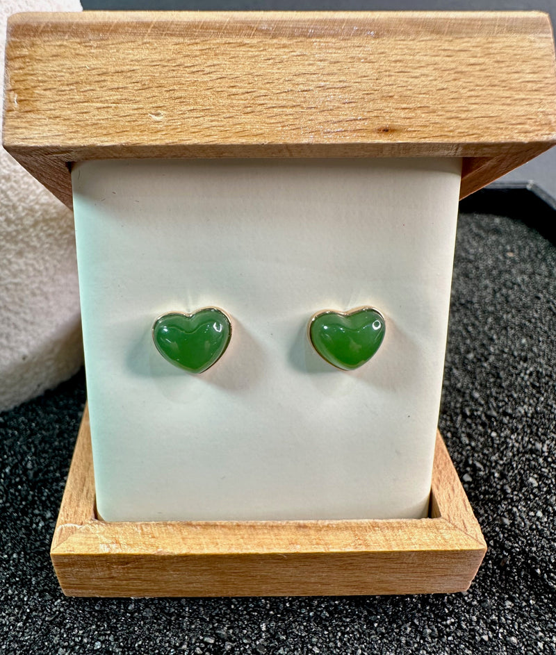 AA 18K Siberian Heart Stud Earrings - 10mm x 8mm