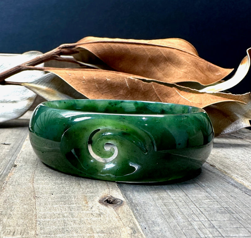 Oval Bangle with Koru - 64mm