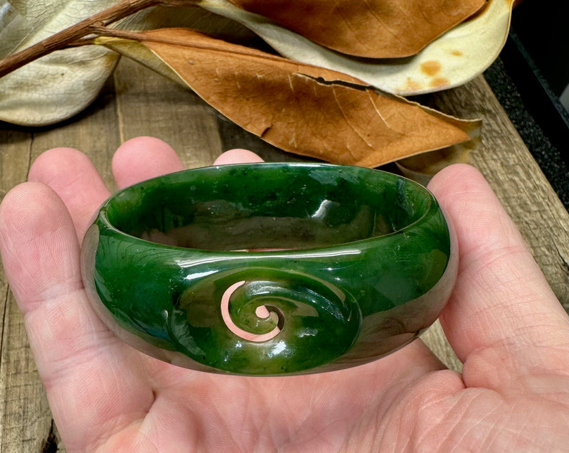 Oval Bangle with Koru - 64mm