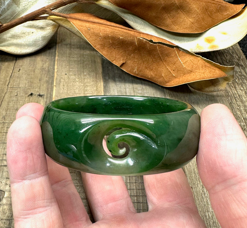 Oval Bangle with Koru - 60mm