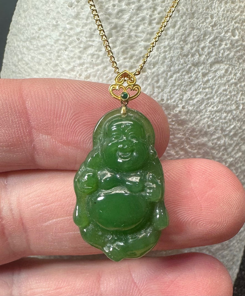 30mm Buddha Pendant - 18K Bail