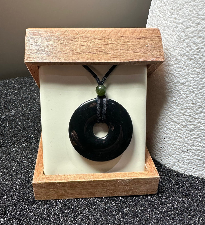 Black Australian Pi Pendant ( Donut ) - Multiple Sizes