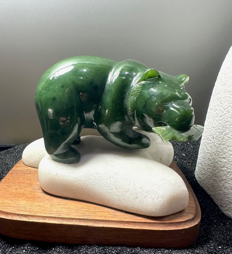 4" Jade Bear on Base