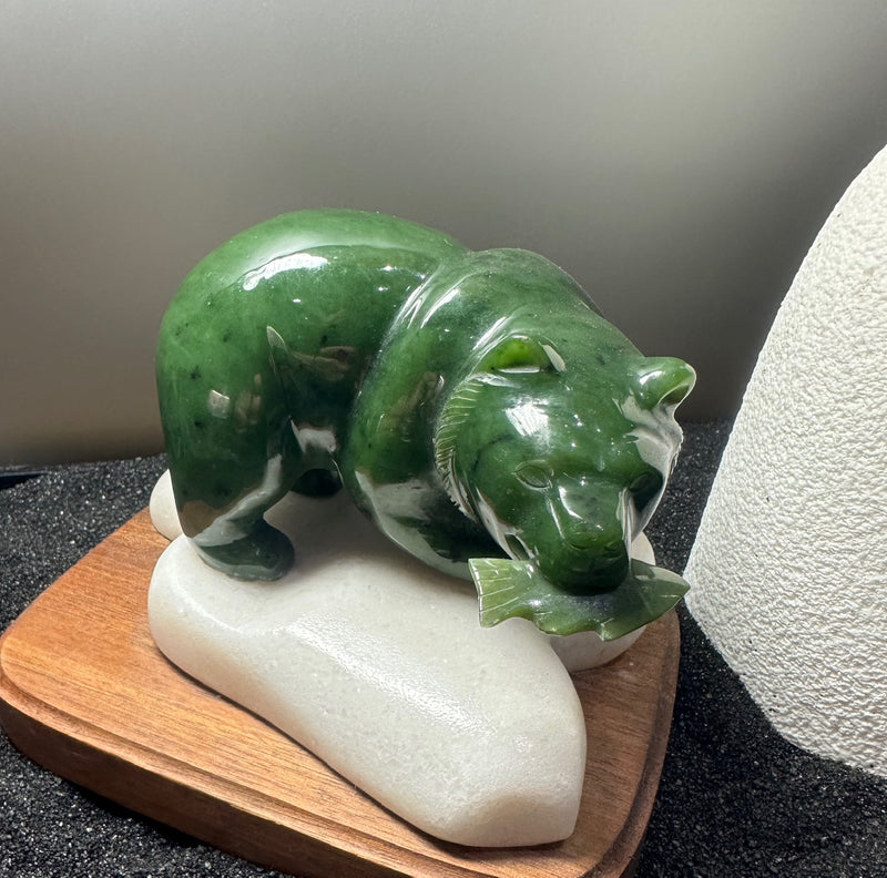 4" Jade Bear on Base