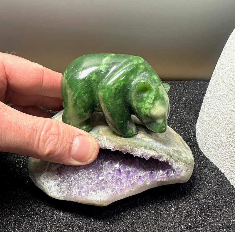 3" Bear on Amethyst Base