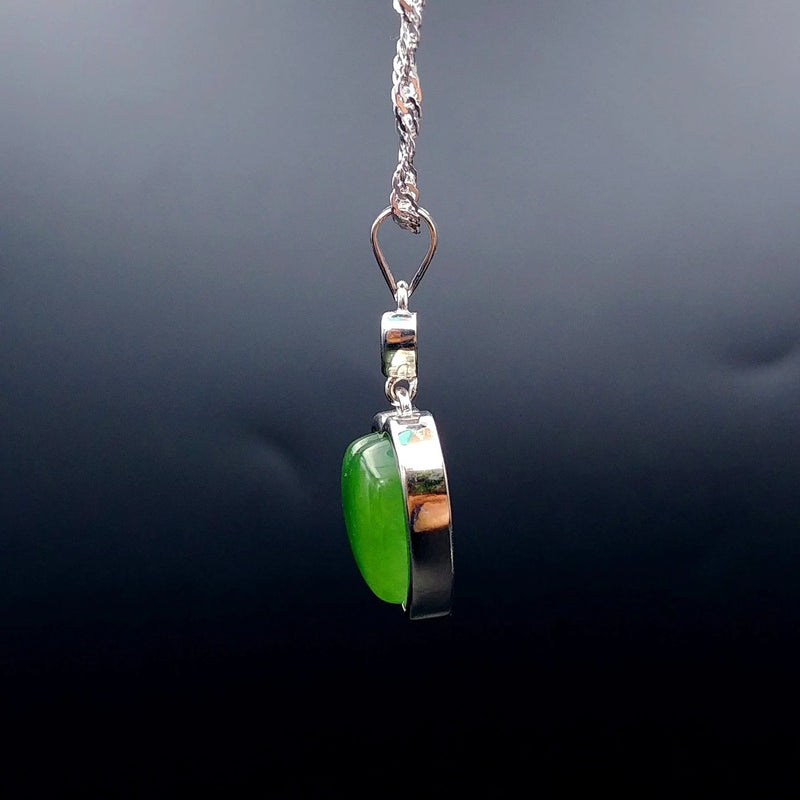 Jade Pendant - Heart With Small CZ - The Jade Store