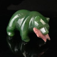 Canadian Nephrite Jade Grizzly Bear-Rhodonite-Fish , Bear Carving ...