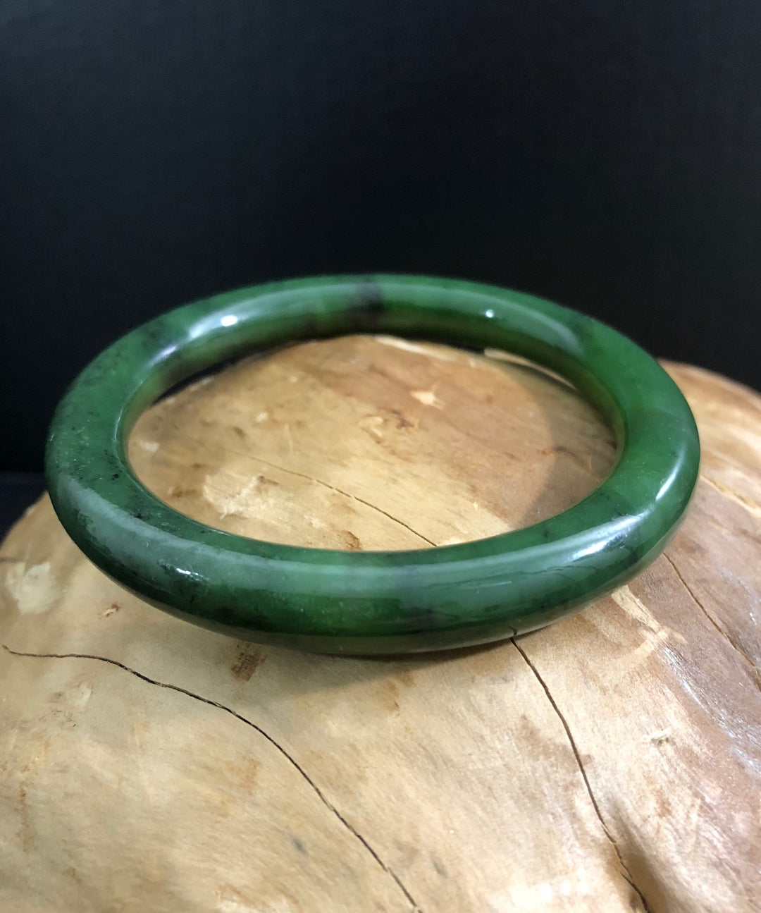 Canadian Nephrite Jade Round Bangles top (multiple sizes available)